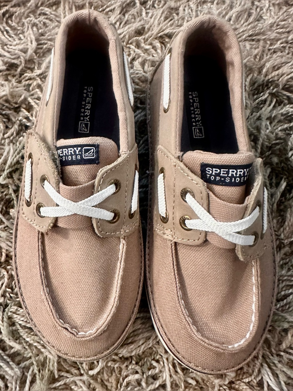 New Sperry Kids Canvas Moccasins Velcro in Light Tan - Size 11.5 Boys